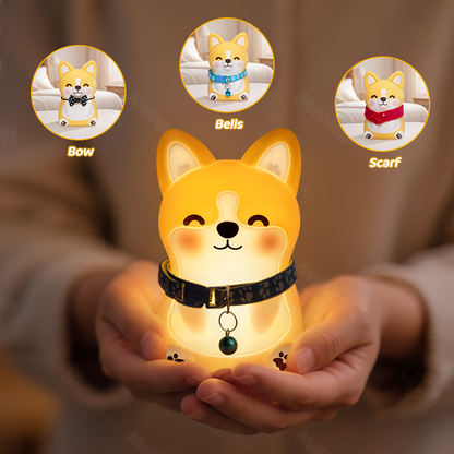 Huggwaii Corgi Puppy Schattige Zachte Silicone LED Nachtlamp - Perfect Cadeau voor Kinderen en Meisjes