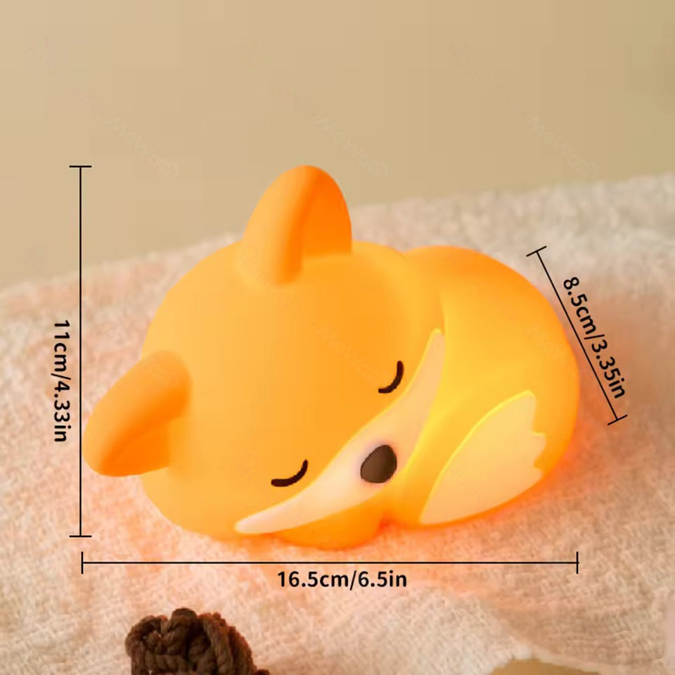Huggwaii Vos Nachtlamp met Krullende Staart Siliconen Squishy Dier Ontwerp Lamp Perfect Cadeau