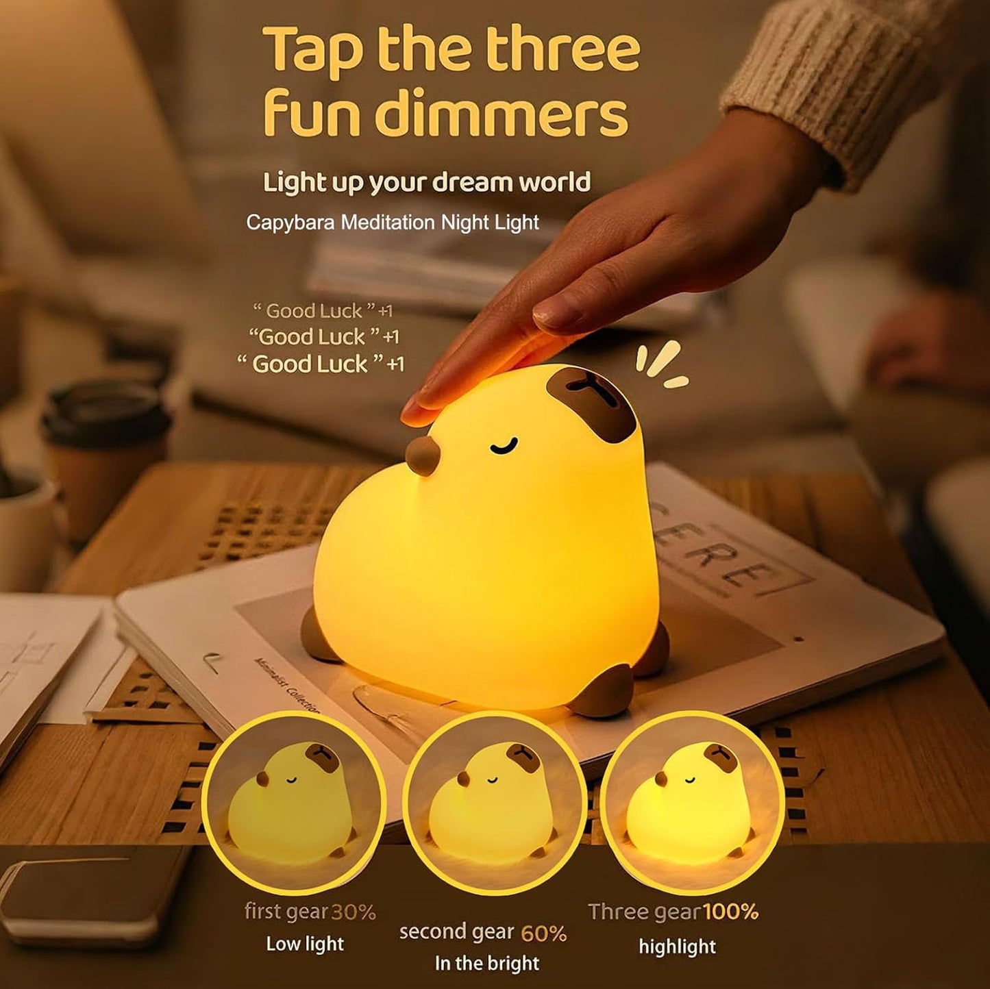 Squishy Silicone Yoga Capybara LED Nachtlamp - Perfect Cadeau voor Kinderen en Meisjes