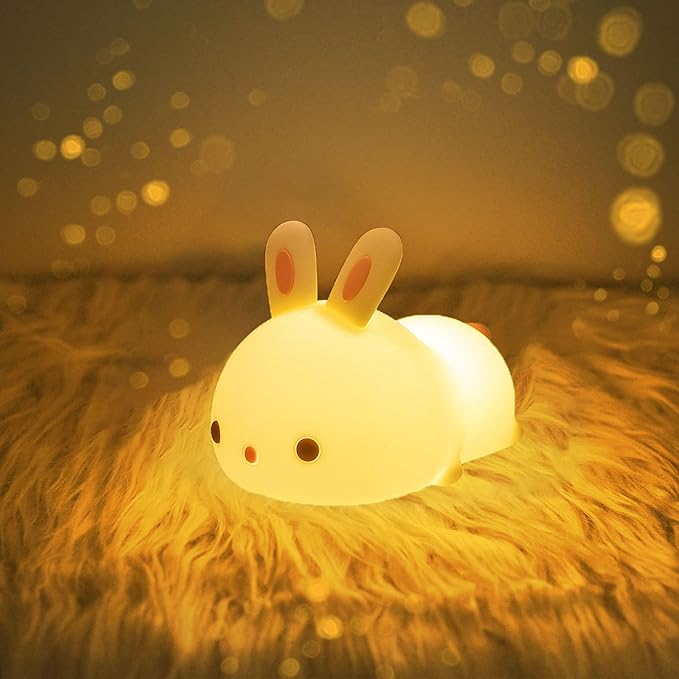 Huggwaii Squishy Silicone Luie Konijn LED Nachtlamp - Perfect Cadeau voor Kinderen en Meisjes