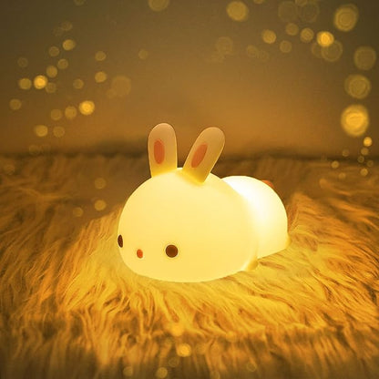Huggwaii Squishy Silicone Luie Konijn LED Nachtlamp - Perfect Cadeau voor Kinderen en Meisjes