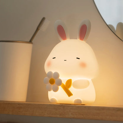 Huggwaii Squishy Silicone Slaperige Konijn LED Nachtlamp - Perfect Cadeau voor Kinderen en Meisjes