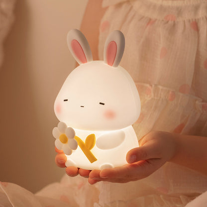 Huggwaii Squishy Silicone Slaperige Konijn LED Nachtlamp - Perfect Cadeau voor Kinderen en Meisjes