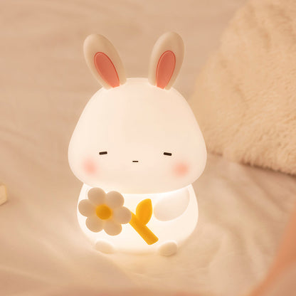 Huggwaii Squishy Silicone Slaperige Konijn LED Nachtlamp - Perfect Cadeau voor Kinderen en Meisjes
