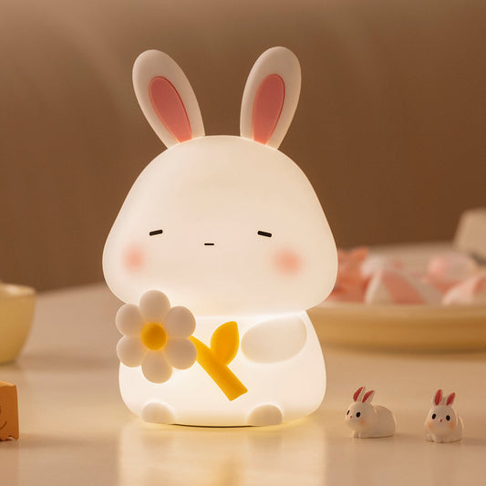 Huggwaii Squishy Silicone Slaperige Konijn LED Nachtlamp - Perfect Cadeau voor Kinderen en Meisjes