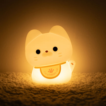 Huggwaii Squishy Silicone Gelukkige Kat LED Nachtlamp - Perfect Cadeau voor Kinderen en Meisjes