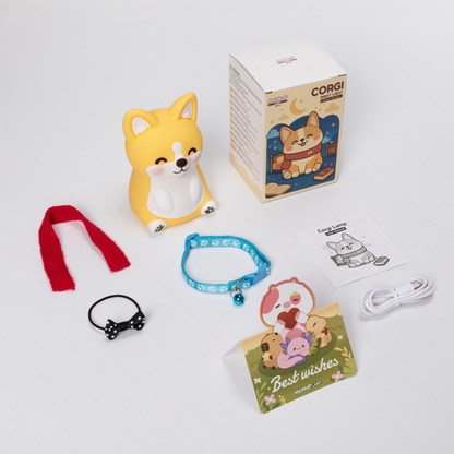 Huggwaii Corgi Puppy Schattige Zachte Silicone LED Nachtlamp - Perfect Cadeau voor Kinderen en Meisjes