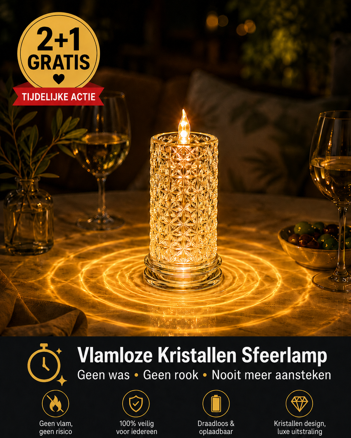 Luxe Vlamloze Tafellamp