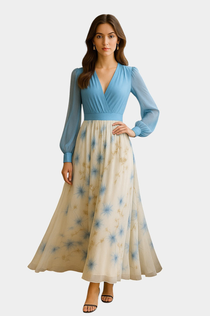 Robe Longue à Imprimé Fleuri