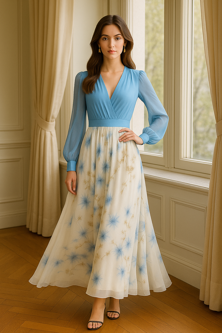 Robe Longue à Imprimé Fleuri