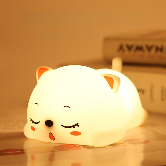Huggwaii Squishy Silicone Spinnende Kat LED Nachtlampje - Perfect Cadeau voor Kinderen en Meisjes