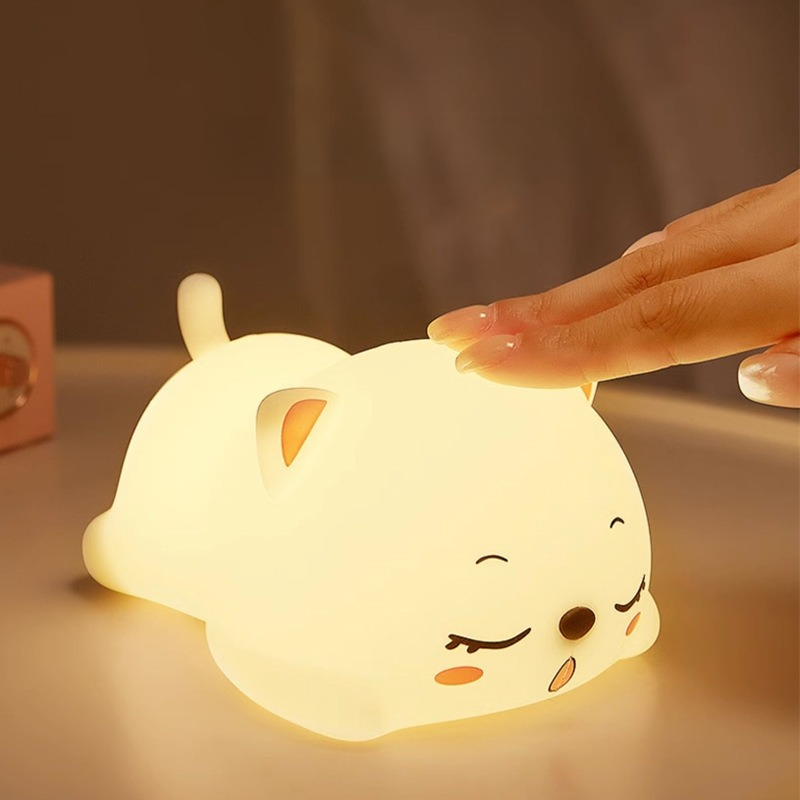 Huggwaii Squishy Silicone Spinnende Kat LED Nachtlampje - Perfect Cadeau voor Kinderen en Meisjes