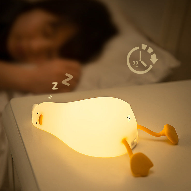 Huggwaii Squishy Silicone Lazy Duck LED Nachtlamp - Perfect Cadeau voor Kinderen en Meisjes