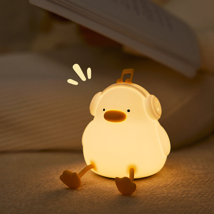 Huggwaii Squishy Silicone Muzikale Eend LED Nachtlamp - Perfect Cadeau voor Kinderen en Meisjes