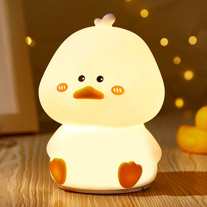 Huggwaii Squishy Silicone Schuchter Eend LED Nachtlamp - Perfect Cadeau voor Kinderen en Meisjes