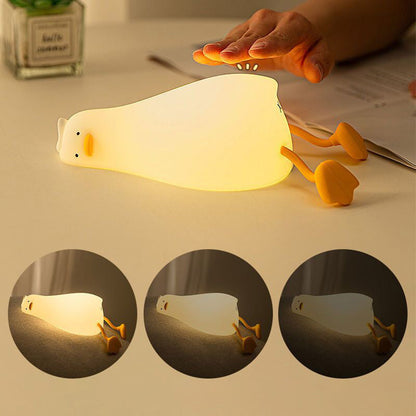 Huggwaii Squishy Silicone Lazy Duck LED Nachtlamp - Perfect Cadeau voor Kinderen en Meisjes