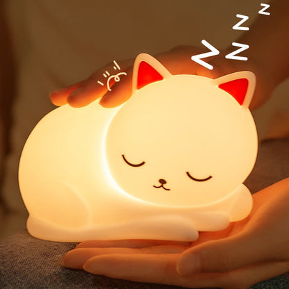 Huggwaii Squishy Silicone Slapende Kat LED Nachtlamp - Perfect Cadeau voor Kinderen en Meisjes