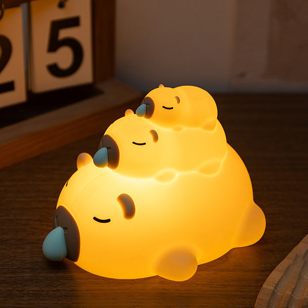 Huggwaii Gestapelde Capybara Nachtlamp Drie Laags Slaperig Zacht Silicoon Perfect Cadeau