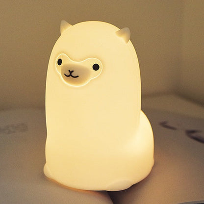 Huggwaii Squishy Silicone Alpaca LED Nachtlamp - Perfect Cadeau voor Kinderen en Meisjes