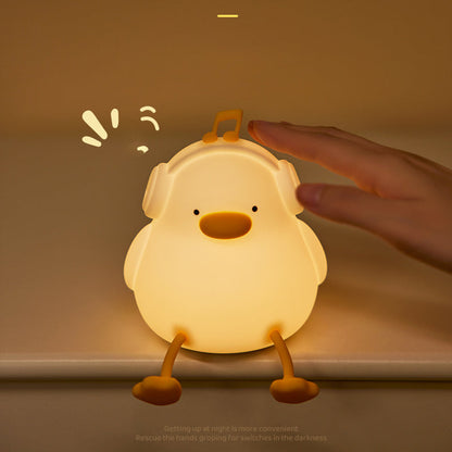 Huggwaii Squishy Silicone Muzikale Eend LED Nachtlamp - Perfect Cadeau voor Kinderen en Meisjes
