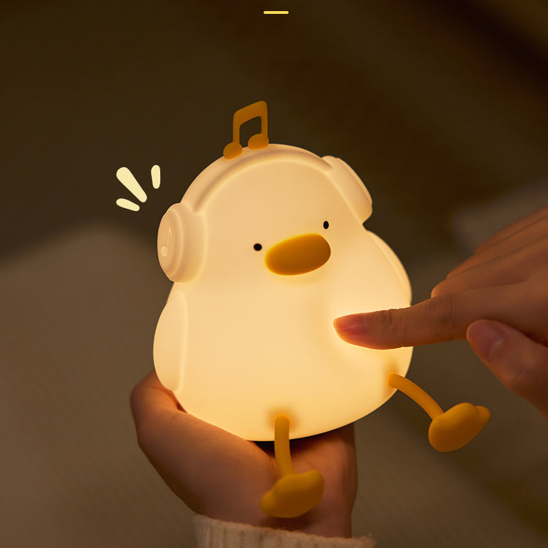 Huggwaii Squishy Silicone Muzikale Eend LED Nachtlamp - Perfect Cadeau voor Kinderen en Meisjes
