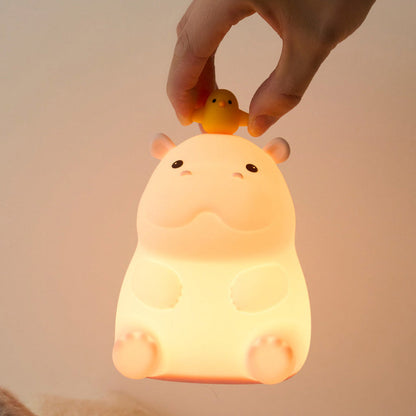 Huggwaii Nijlpaard met Eend Schattige Squishy Siliconen Nachtlamp Perfect Cadeau