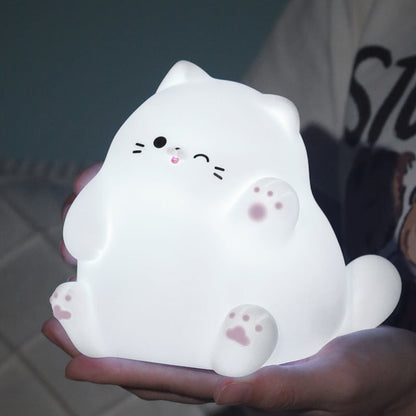 Huggwaii Squishy Silicone Waving Cat LED Nachtlamp - Perfect Cadeau voor Kinderen en Meisjes