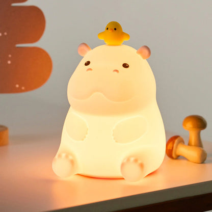 Huggwaii Nijlpaard met Eend Schattige Squishy Siliconen Nachtlamp Perfect Cadeau