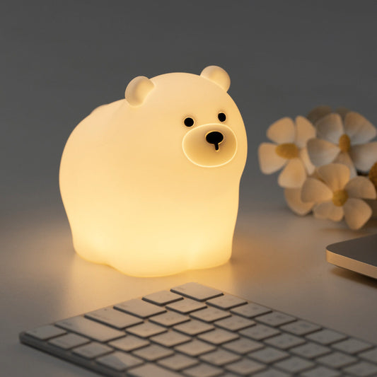 Huggwaii Squishy Silicone Kleine Witte Beer LED Nachtlamp - Perfect Cadeau voor Kinderen en Meisjes