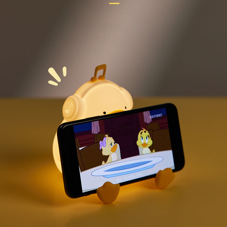 Huggwaii Squishy Silicone Muzikale Eend LED Nachtlamp - Perfect Cadeau voor Kinderen en Meisjes