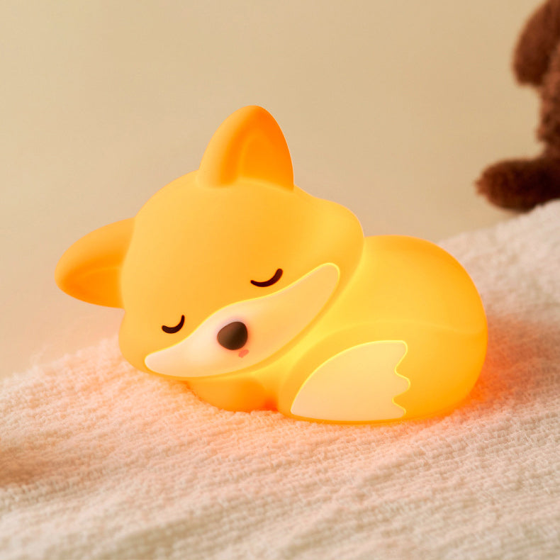 Huggwaii Vos Nachtlamp met Krullende Staart Siliconen Squishy Dier Ontwerp Lamp Perfect Cadeau