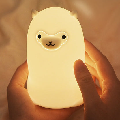 Huggwaii Squishy Silicone Alpaca LED Nachtlamp - Perfect Cadeau voor Kinderen en Meisjes