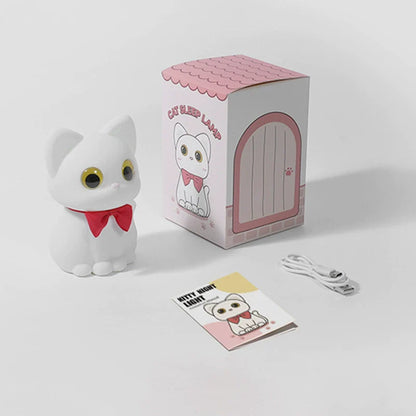 Huggwaii Squishy Silicone Strikdas Kat LED Nachtlamp - Perfect Cadeau voor Kinderen en Meisjes