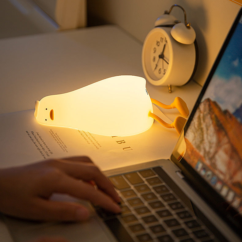 Huggwaii Squishy Silicone Lazy Duck LED Nachtlamp - Perfect Cadeau voor Kinderen en Meisjes