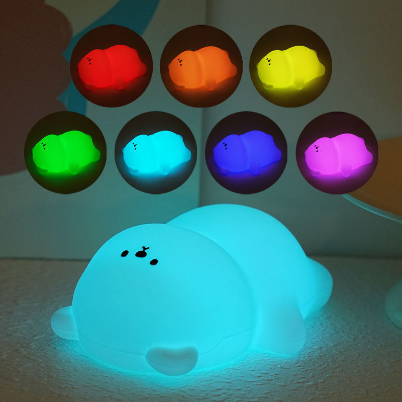 Dik Beertje Nachtlampje 8 kleuren LED Squishy Siliconen Tap Lamp Beste Cadeau voor Baby en Meisje