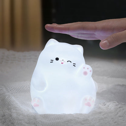 Huggwaii Squishy Silicone Waving Cat LED Nachtlamp - Perfect Cadeau voor Kinderen en Meisjes