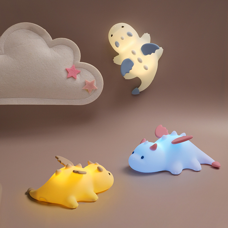 Huggwaii Squishy Silicone Schattige Baby Draak LED Nachtlamp - Perfect Cadeau voor Kinderen en Meisjes