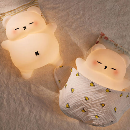 Huggwaii Ademende Beer Knuffelbare Squishy Silicone Slaapgenoot Geluid LED Nachtlamp Perfect Cadeau