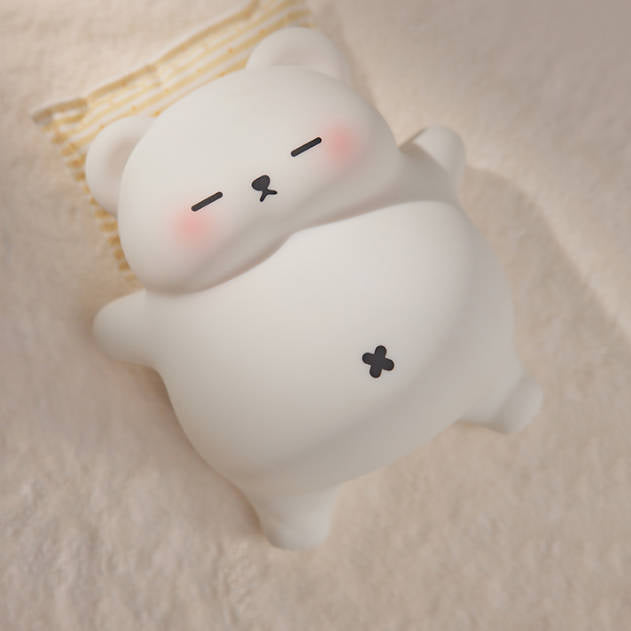 Huggwaii Ademende Beer Knuffelbare Squishy Silicone Slaapgenoot Geluid LED Nachtlamp Perfect Cadeau