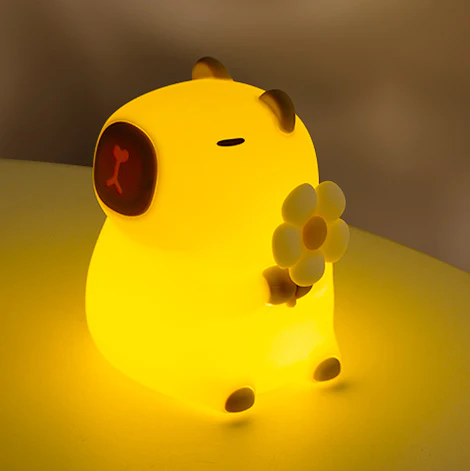 Huggwaii Slaapkapybara Ademende Squishy Siliconen Compaan Geluid LED Nachtlamp Perfect Cadeau