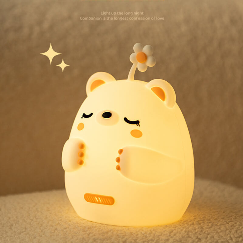 Bloemenbeer LED Squishy Nachtlampje Voor Cadeau USB Oplaadbare Beer Lamp