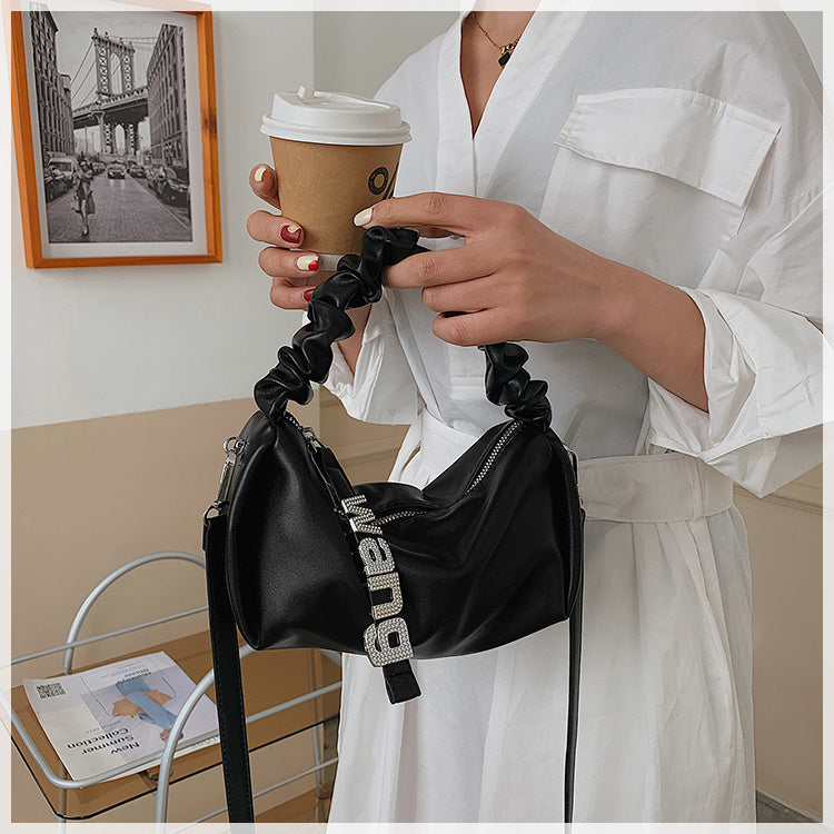 Sac à bandoulière pour femme, sac plissé sous les bras