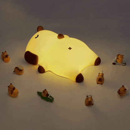 Huggwaii Slaapkapybara Ademende Squishy Siliconen Compaan Geluid LED Nachtlamp Perfect Cadeau