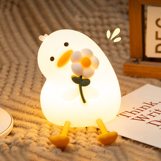 Huggwaii Squishy Silicone Eend Bloem LED Nachtlamp - Perfect Cadeau voor Kinderen en Meisjes