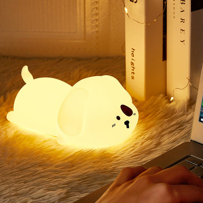 Huggwaii Schattige Puppy Nachtlamp LED Zachte Siliconen Tap Lamp Beste Cadeau voor Baby en Meisje
