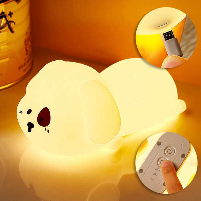 Huggwaii Schattige Puppy Nachtlamp LED Zachte Siliconen Tap Lamp Beste Cadeau voor Baby en Meisje