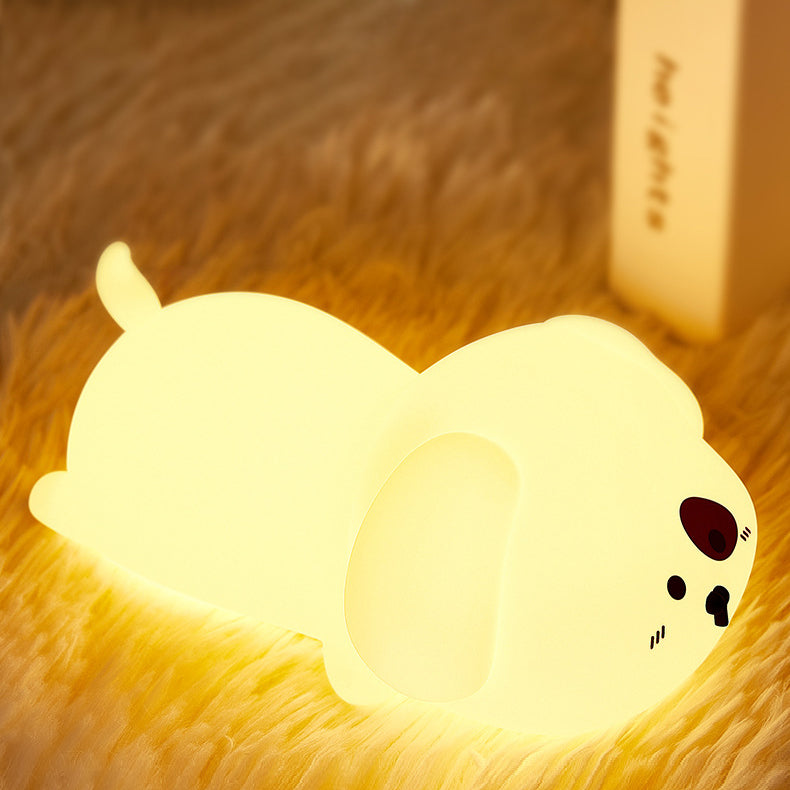 Huggwaii Schattige Puppy Nachtlamp LED Zachte Siliconen Tap Lamp Beste Cadeau voor Baby en Meisje