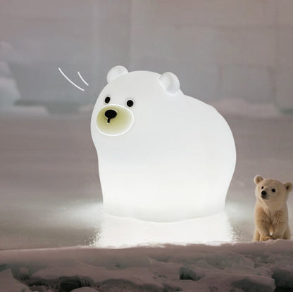 Huggwaii Squishy Silicone Kleine Witte Beer LED Nachtlamp - Perfect Cadeau voor Kinderen en Meisjes