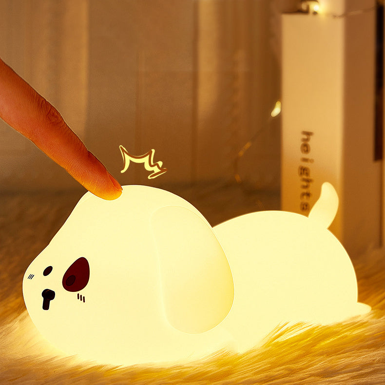 Huggwaii Schattige Puppy Nachtlamp LED Zachte Siliconen Tap Lamp Beste Cadeau voor Baby en Meisje