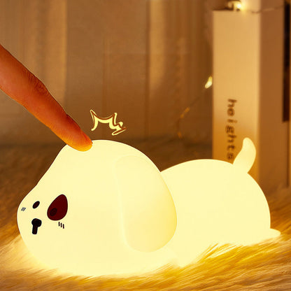 Huggwaii Schattige Puppy Nachtlamp LED Zachte Siliconen Tap Lamp Beste Cadeau voor Baby en Meisje